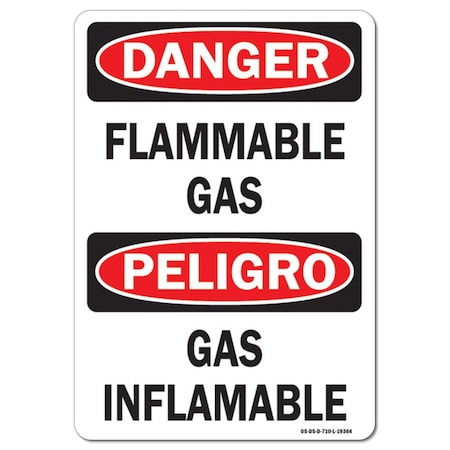 Signmission Safety Sign, OSHA Danger, 3.5" Height, 5" Width, Flammable Gas Bilingual, Landscape, 10PK OS-DS-D-35-L-19364-10PK
